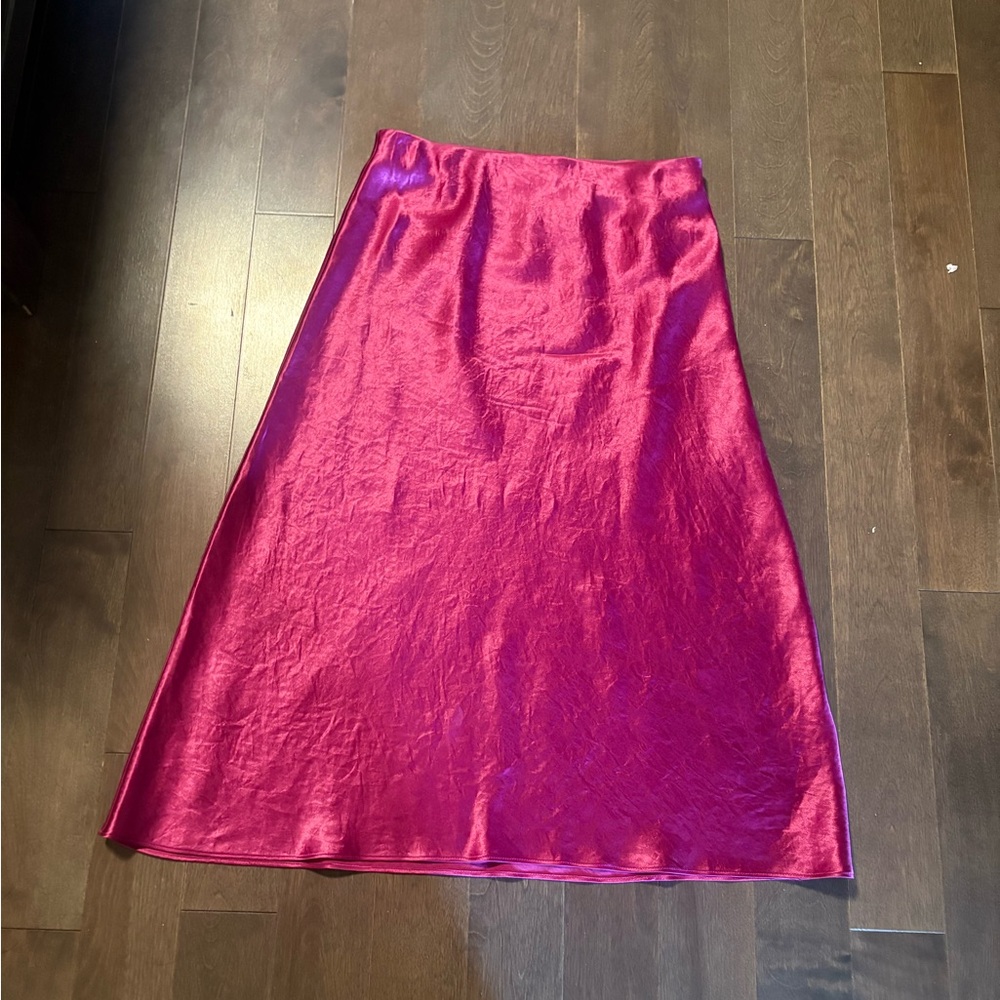 Babaton Fuchsia Satin A-Line Skirt
